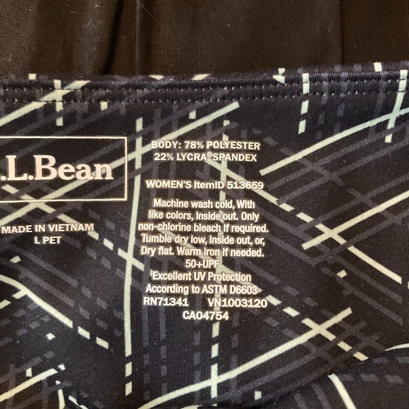 LL Bean Leggings Womens Sz LP Navy Geometric Patterned Stretch Comfort Ankle - Picture 7 of 10